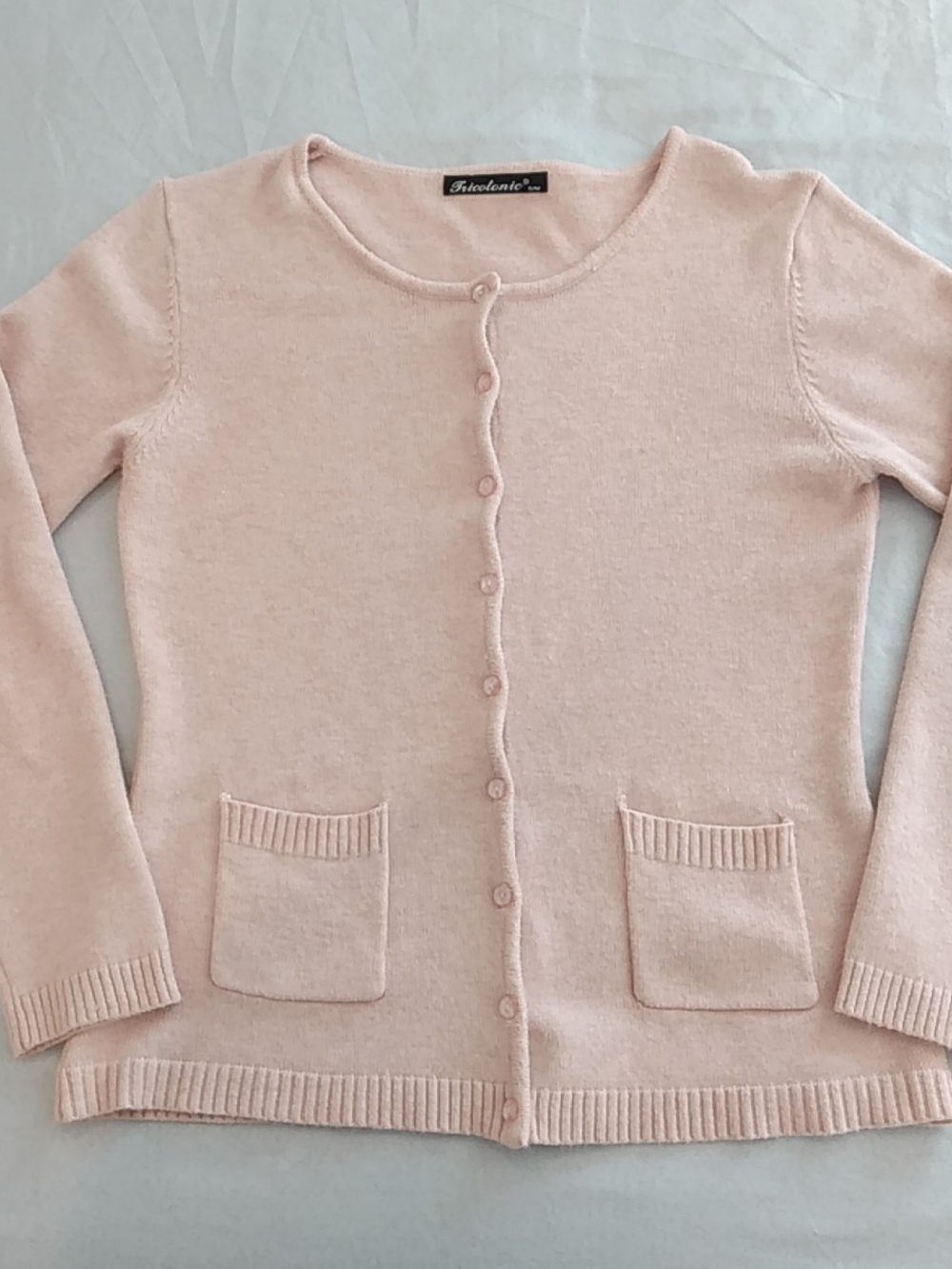 Chashmere Blend Pale Pink Button-Front Knit Cardigan-S/M Cottagecore Coquette